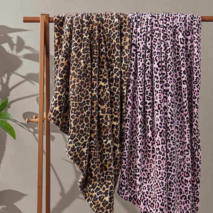 BEDELITE Fleece Blanket Soft Plush Twin Size Blanket Pink Leopard 60"x80" | Ultra Soft Fleece, Plush Microfiber, Lightweight Warmth, All Season Comfort, Leopard Decor, Machine Washable, Couch Sofa Bed