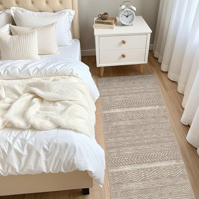 Nakagishi Boho 2x6 Runner Rug Machine Washable Rugs Non Slip Dark Brown | Soft Underfoot, Stain Resistant, Carpet for Bedroom/Kitchen/Entryway/Hallway, Bathroom Pet & Kid Friendly Moroccan Farmhouse