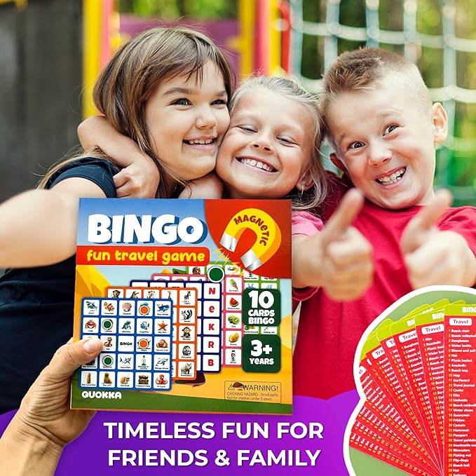 QUOKKA Magnet Game for Kids 3-5 - Bingo Game Kids Ages 4-8 - Travel I Road Trip I Plane I Car Ride - Magnetic Toddler Travel Toys