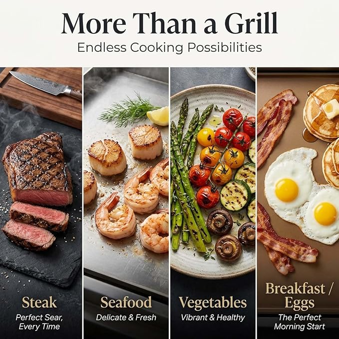 Artestia Hot Stone Steak Cooking Set, Stone Plate with Tray & Rack | Natural hot stone retains heat for even cooking, keeping steak sizzling longer for restaurant-style meals at home or BBQs