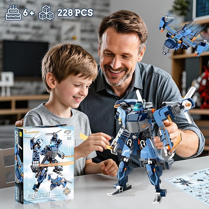 Tenhorses Star Machine Change - Fighter Mecha Building Blocks Set, Kids can Build into Robots or Fighter Jets, 2 in 1 Toy, 6+ Best STEM Gift for Boys and Girls for Birthday Holidays