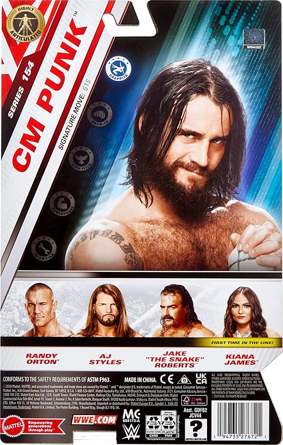 Mattel WWE Cm Punk Action Figure, Main Event Series #154 6-inch Collectible x with 10 Articulation Points & Life-Like Look