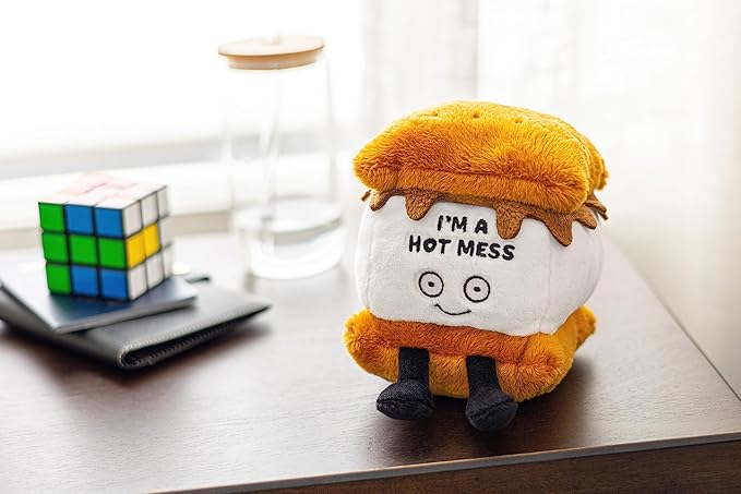 S'Mores Plushie - I'm A Hot Mess Sassy Smores Plush, Gift for Chocolate Lovers, Food Plush Toy for Gifting