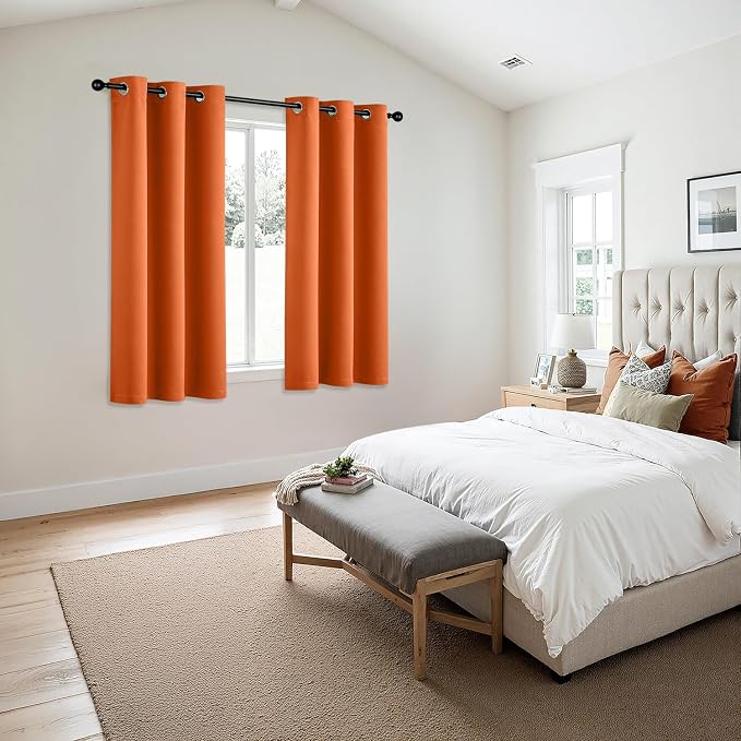 MIULEE Fall Blackout Curtains for Bedroom 2 Panels 40 x 45 Inch Long Orange | Thermal Insulated, Living Room Darkening Grommet Drapes, Noise Reducing, Light Blocking Window Treatments