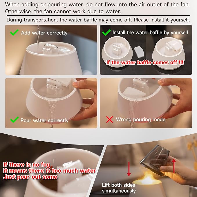 TMEHM Essential Oil Diffuser, 7 Colors Candle Flame Air Diffuser Humidifier, Ultrasonic Aromatherapy Humidifier with Timer for Home, Bedroom, Office, Yoga (White, M)