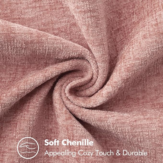 MIULEE Decorative Lumbar Throw Pillow Covers 12x20 Inch Blush Pink 2 Pack | Farmhouse Pillow Covers with Stitched Edge, Soft Chenille Cushion Cases, for Couch Sofa Bed Living Room Home Decor