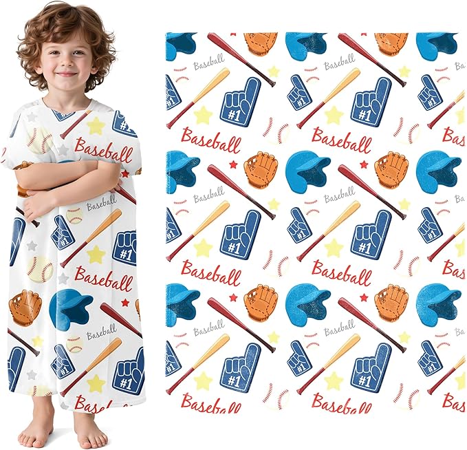 Wajade Baseball Gifts for Boys Girls - Baseball Blanket Birthday Christmas Decor for Kids Age 3 4 5 6 7 8 9 10 11 12 Years Old Teens Child Toddler Throw White 50"x60"