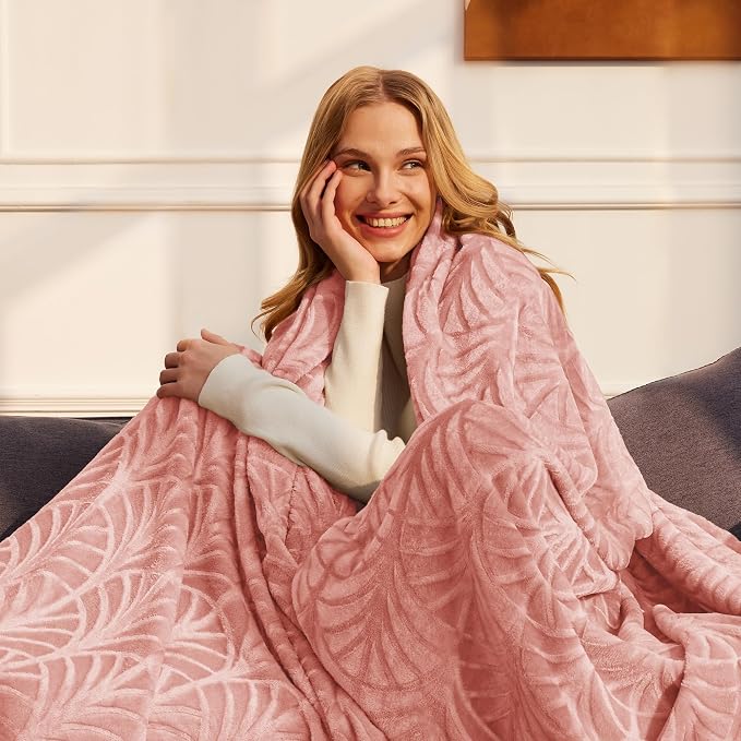 Whale Flotilla Soft Flannel Fleece Bed Blanket Queen Size, Pink | Cozy Lightweight Breathable Coverlet, Plush Fluffy Bedspread, Vintage Pattern Decorative Blanket for Bed, All Season, 90"x90"