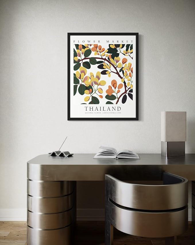 Thailand Flower Market Art Print Poster, Wall Art Floral Painting Botanical Decor for Bedroom, Kitchen, Bathroom Livingroom Decoration 82B (Thailand, 36"L x 24"W, Unframed)