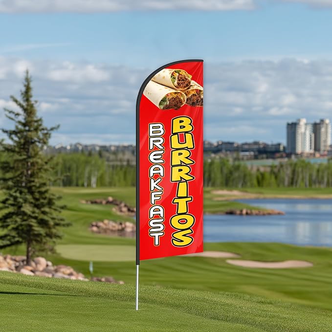 Burritos Feather Flag for Storefronts Fairs,6 FT (Flagpole Not Included) | Business Advertising Flag