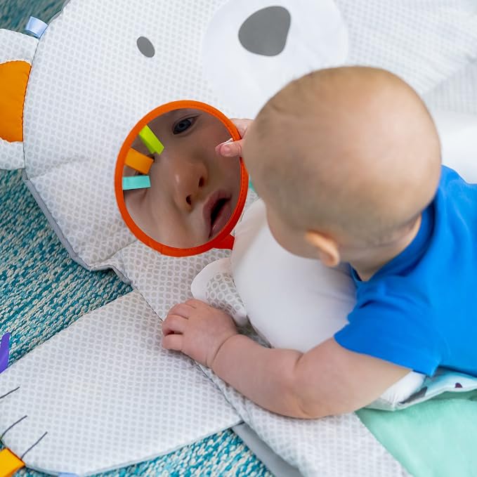 Bright Starts Tummy Time Prop & Play Baby Activity Mat with Support Pillow & Taggies - Polar Bear 35 x 29.5 in., Newborn and up