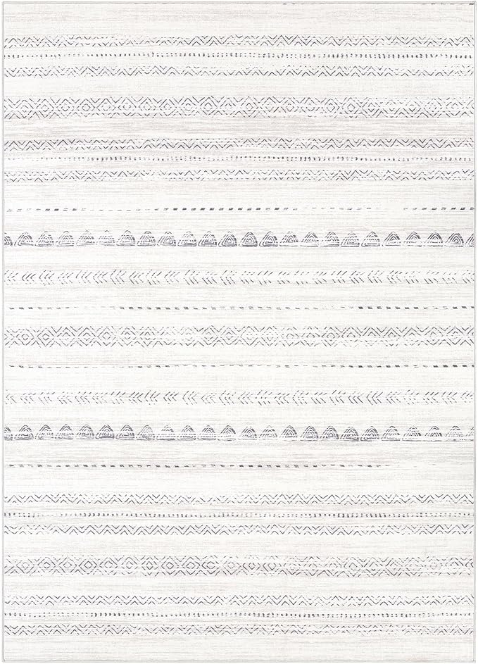 Nakagishi Boho 6x8 Area Rug Living Room Rugs Machine Washable Gray | Soft, Pet & Kid Friendly, Carpet for Living Room/Bedroom/Office/Kitchen/Nursery, Daily Home Decor Stain Resistant Moroccan