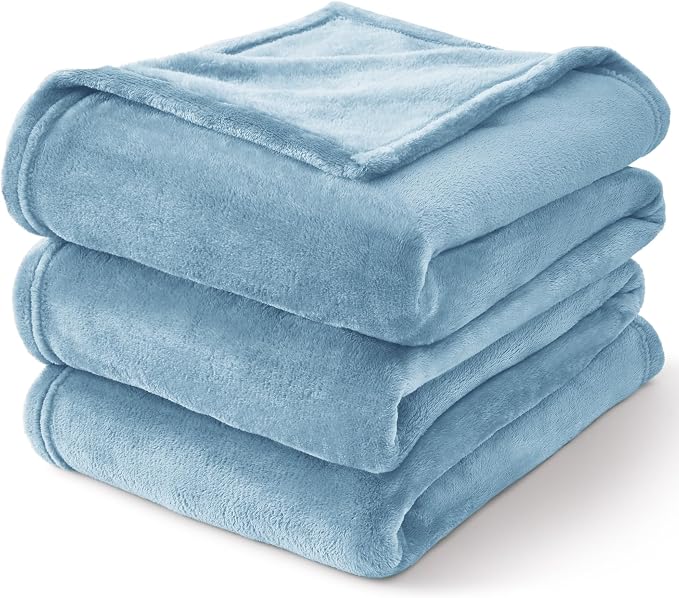 BEDELITE Fleece Blanket Soft Queen Size Bed Blanket Washed Blue 90"x90" | Ultra Soft Fleece, Plush Microfiber, Lightweight Warmth, All Season Comfort, Fade Resistant, Machine Washable,Perfect for Bed