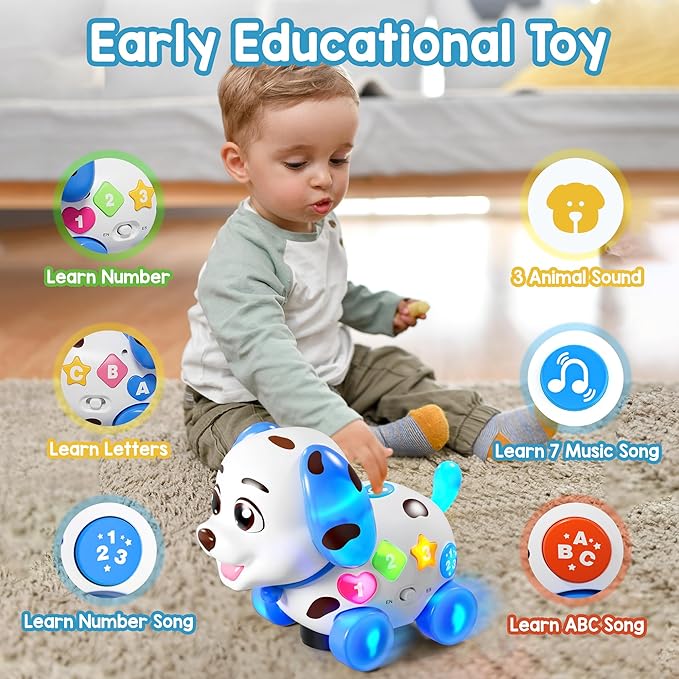 Musical Toys for 1 Year Old Boy Gifts, First 1st Birthday Girl Boy Gifts for 1 Year Old Boy Toy, Baby Toy 6-12-18 Months, Bilingual Learning Educational Puppy for 9 10 12 Months