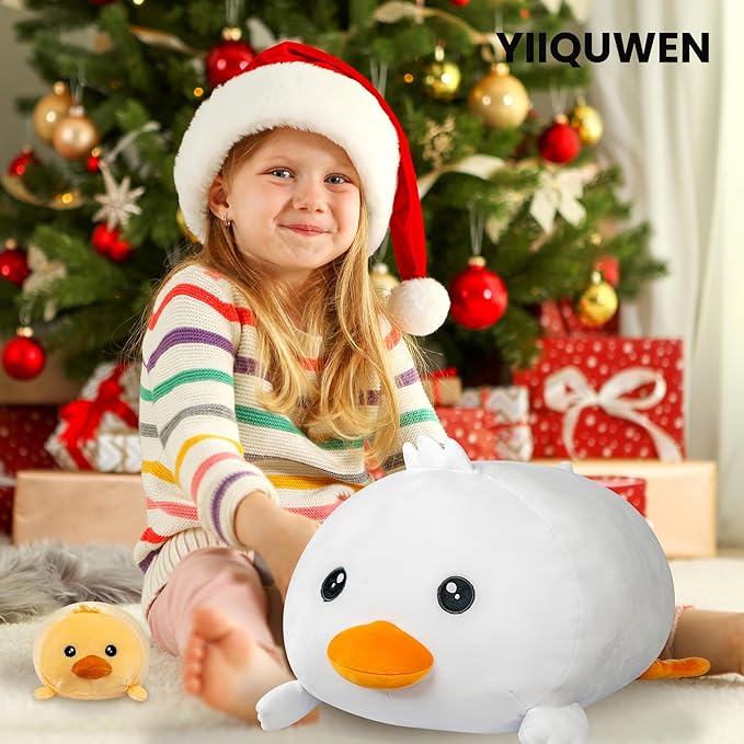 Duck Plush Cute Stuffed Animal with 4 Baby Soft Pillow Christmas, Thanksgiving, Birthday Gift for Girls Boys Kids Decor