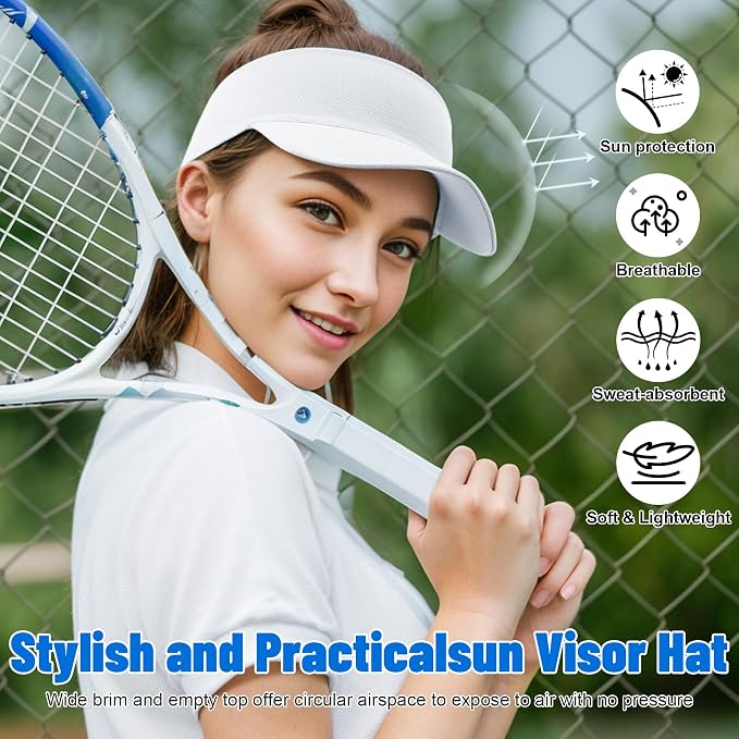 Sukeen Cooling Stretchy Sun Visor for Women Men UV Protection Cooling Hat | Lightweight quick-dry free size vizor with instant cooling, sports visor hat for golf, tennis, cycling, running, pickleball
