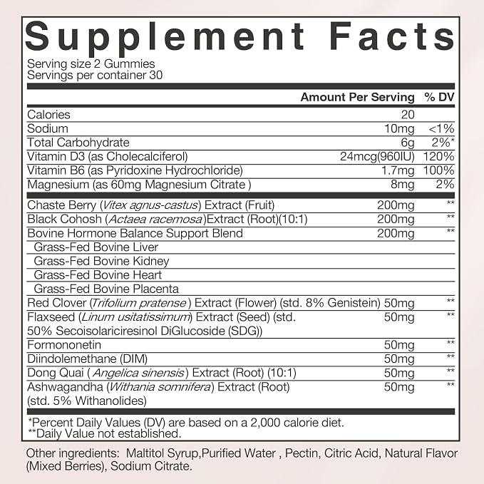 GREENPEOPLE Menopause Supplements for Women Gummies - 16-in-1 Dual Action Menopause Relief W/Black Cohosh, Vitex, Beef Organs for Hormone Balance, Hot Flashes, Night Sweats & Mood, 60 CT (2 Packs)
