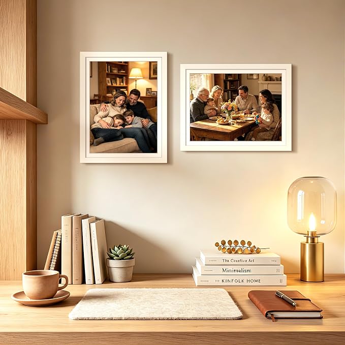 upsimples 10x13 Picture Frames, Display Pictures 9x12 with Mat or 10 x 13 Without, Wall Hanging Photo Frame, White, 1 Pack