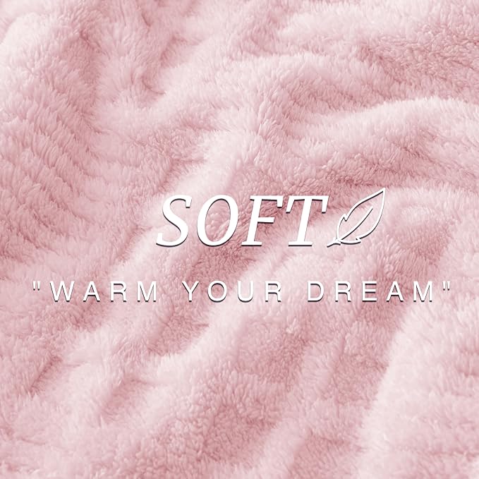 EXQ Home Fleece Throw Blanket for Couch or Bed - 3D Waffle Patchwork Pattern Jacquard Decorative Blankets - Cozy Soft Fuzzy Flannel Blanket Suitable for All Seasons(50"×60",Pink)