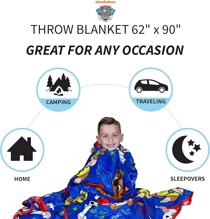 Franco Kids Bedding Super Soft Plush Throw Blanket, 62 in x 90 in, Paw Patrol