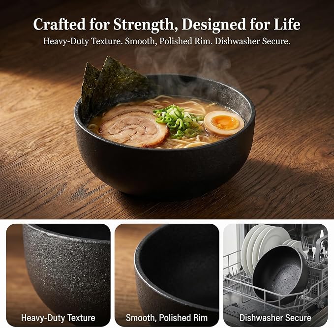 Cabilock Cast Iron Bibimbap Bowl 6.7 Inch Korean Stone Bowl for Cooking Sizzling Hot Pot Dolsot Professional Ramen Noodle Soup Mixing Rice Serving Basin Oven Safe Seasoned Kitchenware