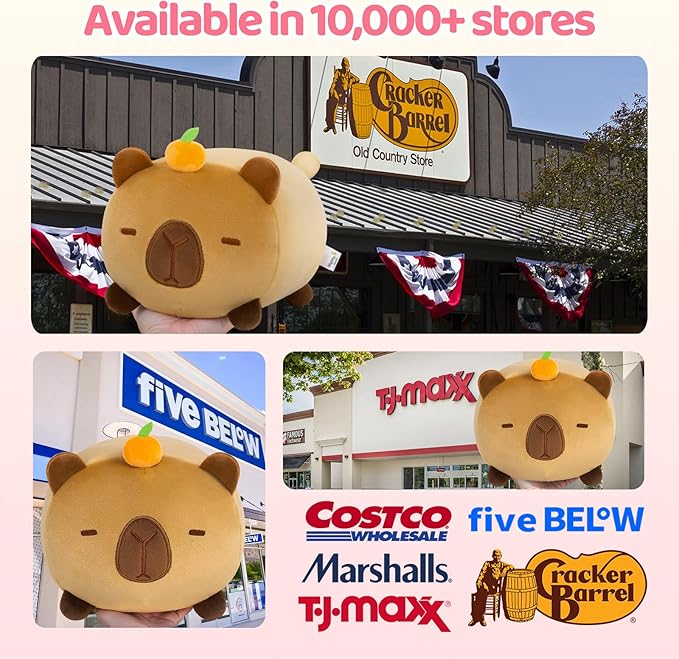 Mewaii Cute Capybara Plush Pillow, Kawaii Plushies Capybara Stuffed Animal Toy, Kawaii Animal Plushie, Soft Squishy Birthday Gifts for Kids & Girls (8 Inch)
