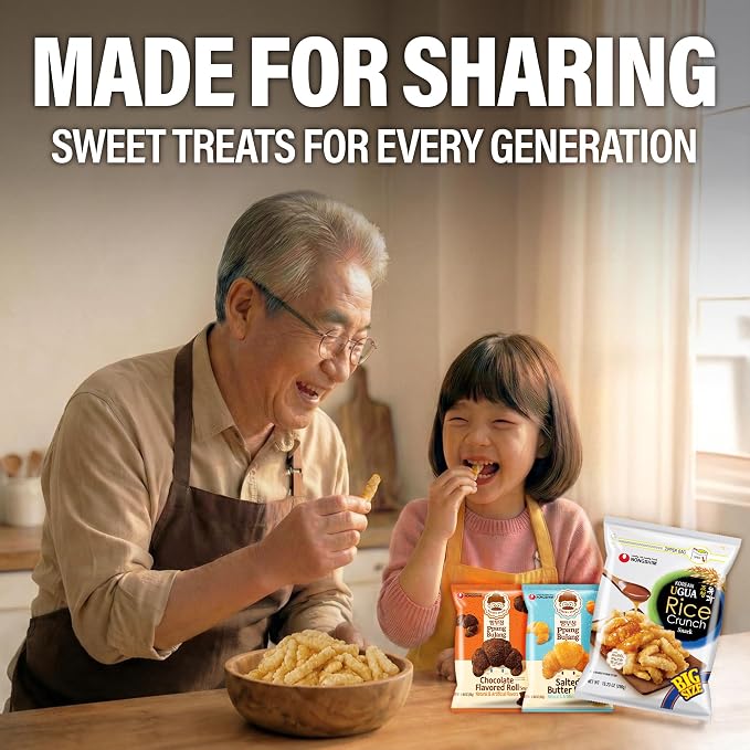 Nongshim Sweet Korean Snack Variety Pack, Asian Snacks Box, 3 Count | Korean bakery-style sweet snack variety with brown rice syrup, chocolate and salted-butter profiles