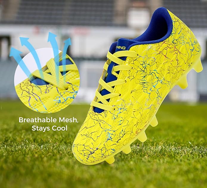 Grils Boys Soccer Cleats Youth Firm Ground FG Football Shoes Lightweight Breathable Outdoor Trainning Sport Shoes for Little/Big Kids