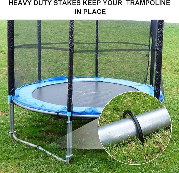 12inch Trampoline Accessories Trampolines Stakes Trampoline Anchors Heavy Duty High Wind U Type, Safety Accessories Galvanized Steel for Soccer Goals, Camping Tents and Garden Decoration
