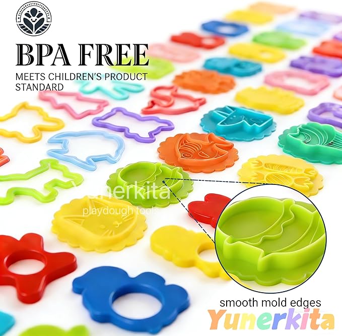 29PCS Play Dough Tools Set, Kids Clay Molds Kit with Animal Letters Numbers Cutters Rollers Storage Box, Non-Toxic ASTM F963 Certified, Toys for Toddlers Boys Girls Ages 3-8