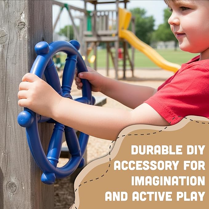 Squirrel Products Pirate Wheel 12" with Mounting Hardware, Made of Durable Weather-Resistant Plastic, for Kids Playgrounds - Blue
