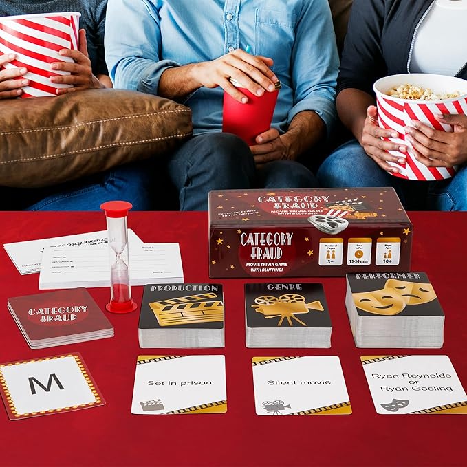 Category Fraud The Movie Trivia Game with Bluffing for Cinephiles - 200 Cards, Unlimited Combinations - Never Run Out of Questions