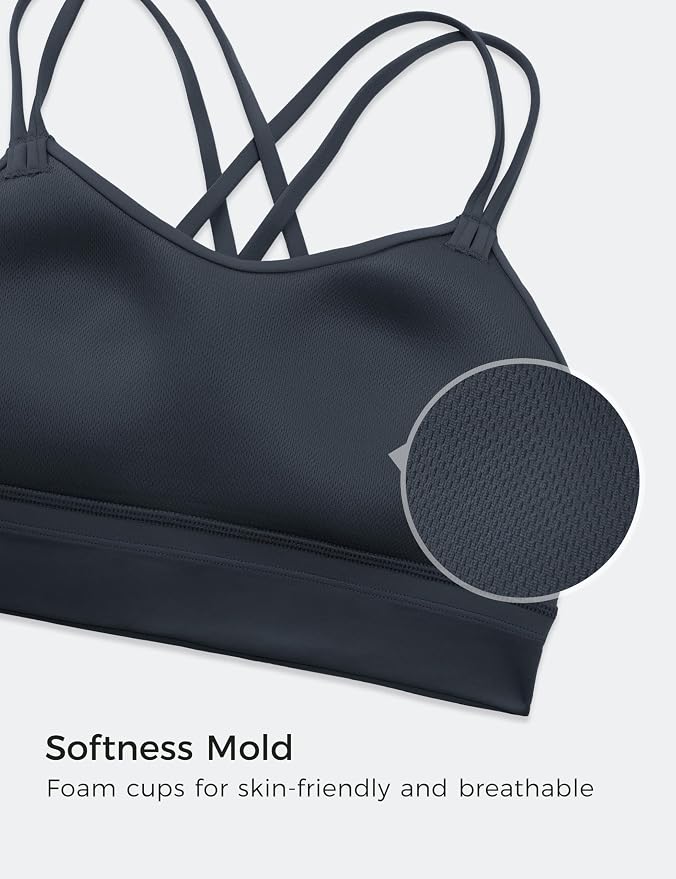 CRZ YOGA Softness Mold Butterluxe Strappy Longline Sports Bras for Women - Double Spaghetti Strap Workout Yoga Crop Top