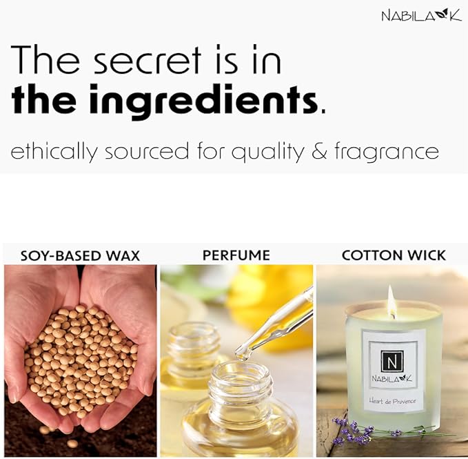 Nabila K – Heart de Provence - Soy-Based Candle – French Lavender - Hand-Poured - Cotton Wick - Aromatherapy Candle w/Essential Oils - Made in USA - 14 oz