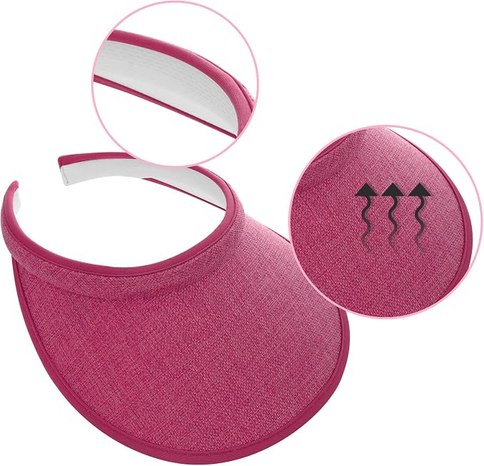4Pcs Slip On Sun Visor Hats for Women UV Protection, Clip On Wide Brim Golf Visors for Summer Sports Travel Outdoor Activity