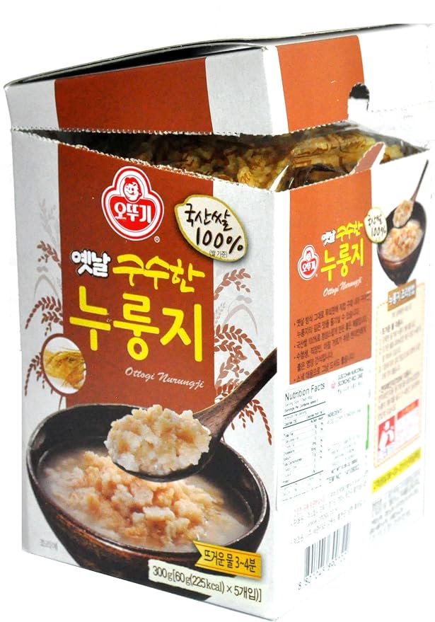 Ottogi Scorched Rice Chips – Korean Nurungji Snack, 2.1oz (60g) × 5 Packs, Crispy & Savory Traditional Rice Cracker