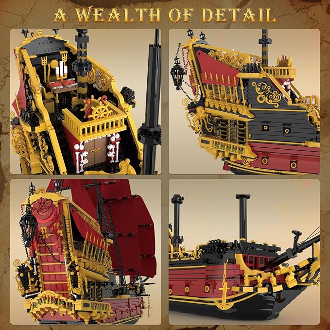 Reobrix Revenge Pirate Ship Building Block Set, 5666+ Pieces Historical Model Kit 66049, Collectible Sailing Ship Boat Construction Toy, Christmas Birthday Gifts for Adults and Kids