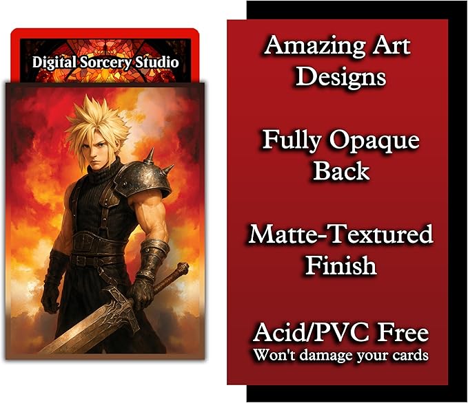 Anime Mercenary Soldier Card Sleeves 100 Pack – Compatible with MTG & TCGs – Perfect for Cloud Final Fantasy Commander Decks – Premium Card Game Sleeves for Magic