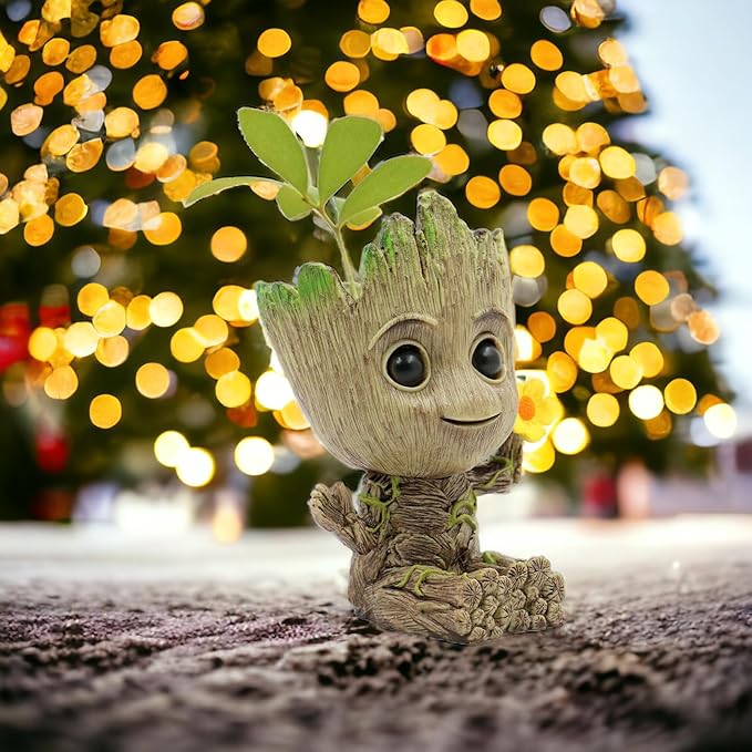 Mini Tree Men Figurine Miniature Model Home Accessories Decompression Artefact Kids (Flower Model)