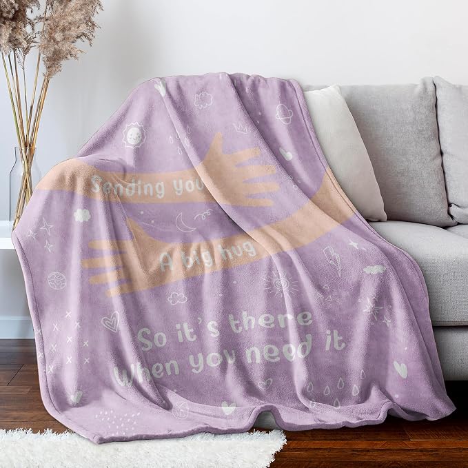Get Well Soon Gifts for Women Men, Hug/Healing Blanket | Thinking of You/Cancer Care/Sympathy/After Surgery Gifts for Friends, Sister, Coworkers, Soft Throw Blankets 50'' x 60''