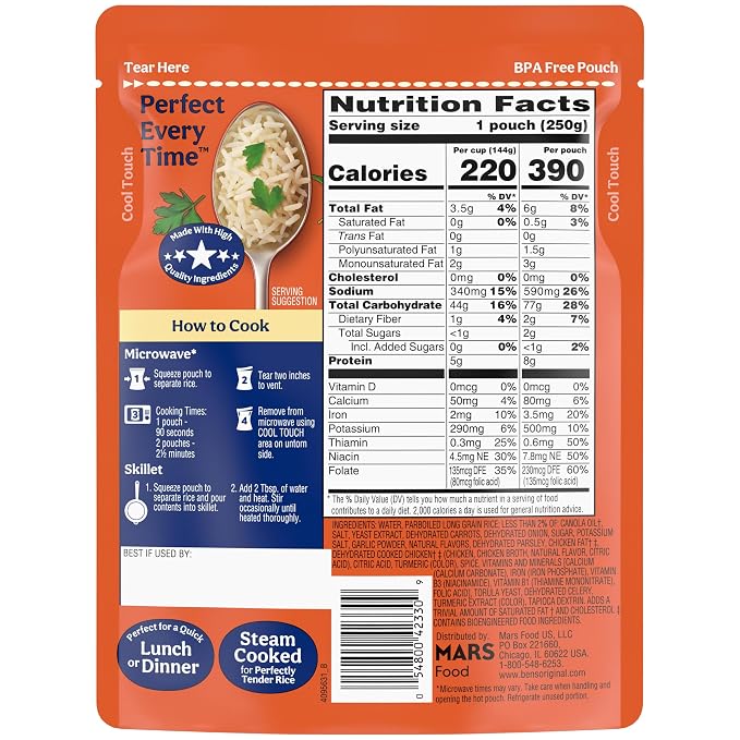 BEN'S ORIGINAL Ready Rice Roasted Chicken Flavored Rice, Easy Dinner Side, 8.8 OZ Pouch (Pack of 6)