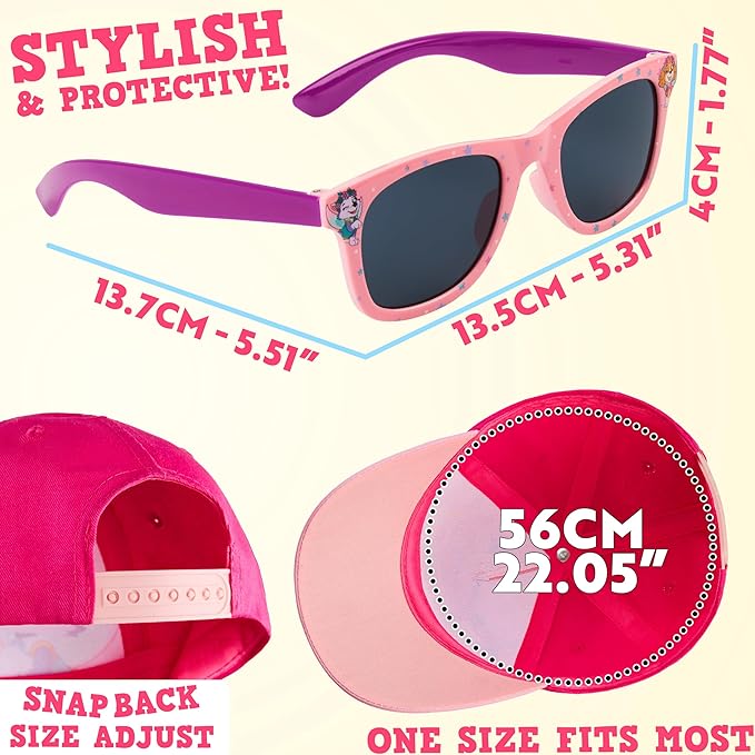 Paw Patrol | Peppa Pig Baseball Cap and Sunglasses Set for Girls, UV 400 Sun Protection, Summer Gifts for Girls