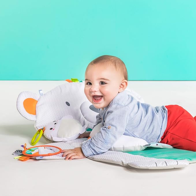 Bright Starts Tummy Time Prop & Play Baby Activity Mat with Support Pillow & Taggies - Polar Bear 35 x 29.5 in., Newborn and up