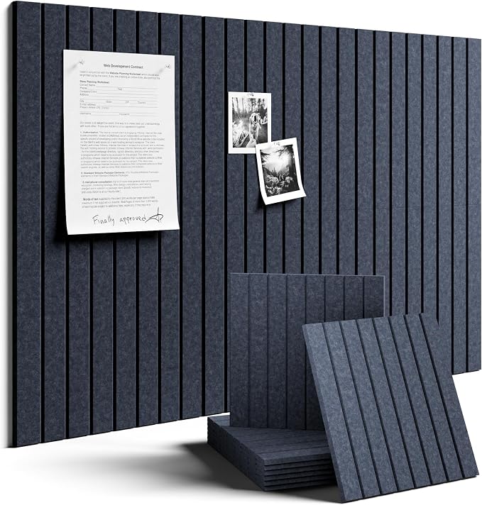 Fluxynara 36" x 24" Large Felt Bulletin Board, Navy Blue | 6 Pack Cork Board Alternative with 30 Safe Adhesive Tabs, Pin Boards for Wall Decor, Home, Office, Classroom,Dorm