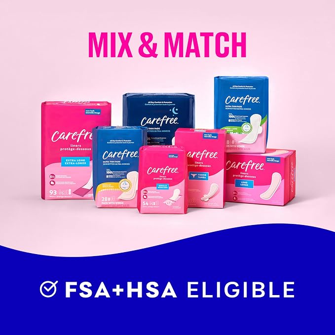 Carefree Ultra Thin Pads for Women, Regular Pads with Wings, 28ct | Carefree Pads, Feminine Care, Period Pads & Postpartum Pads | 28ct (Pack of 1)