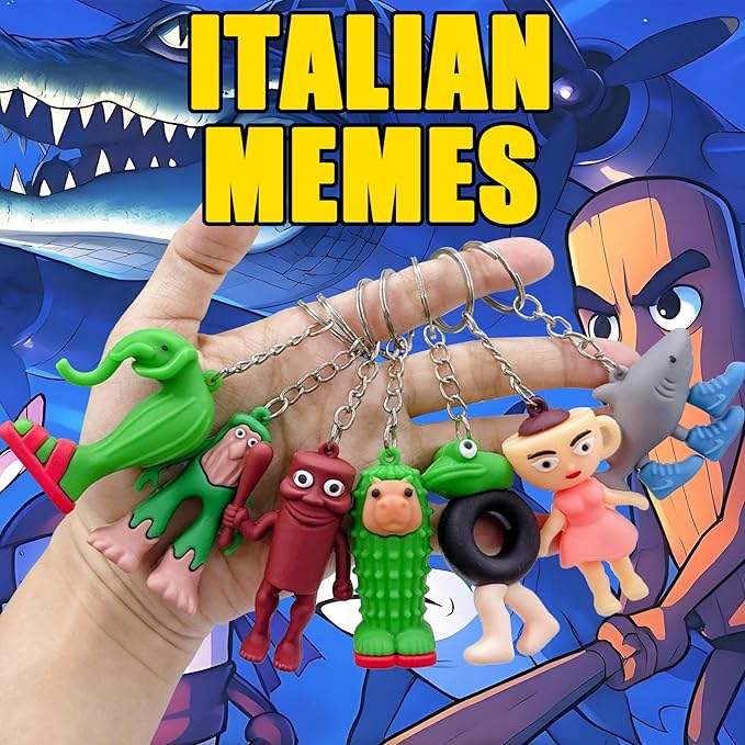 24PCS Brainrot Toys Italian Memes Keychain Tung Tung Tung Sahur Keychain Tralalero Tralala Toys Figurine Gift for Halloween Christmas Birthday