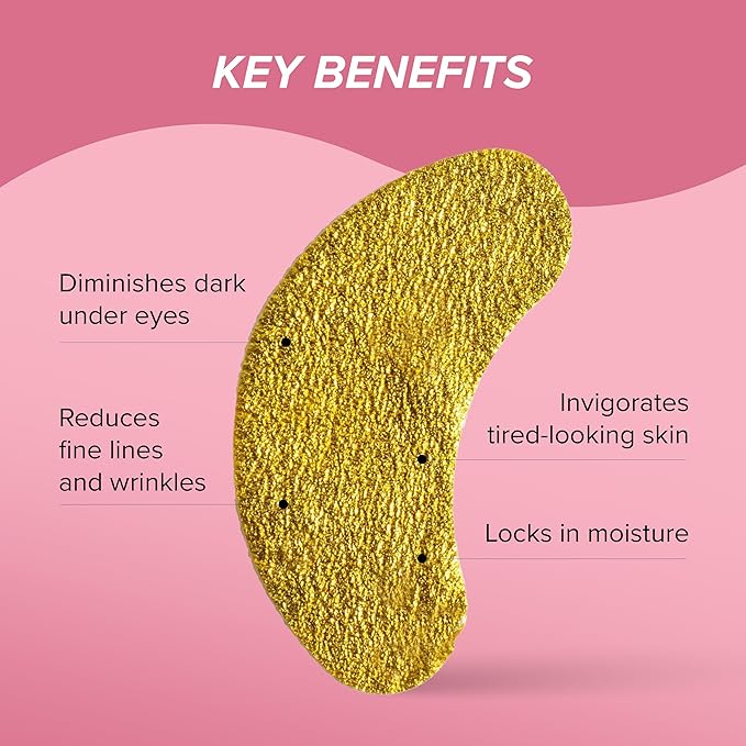 SKIN GYM Gold Foil Eye Mask 5 Pack, Hydrating and Brightening Under-Eye Treatment with Bakuchiol and Hyaluronic Acid