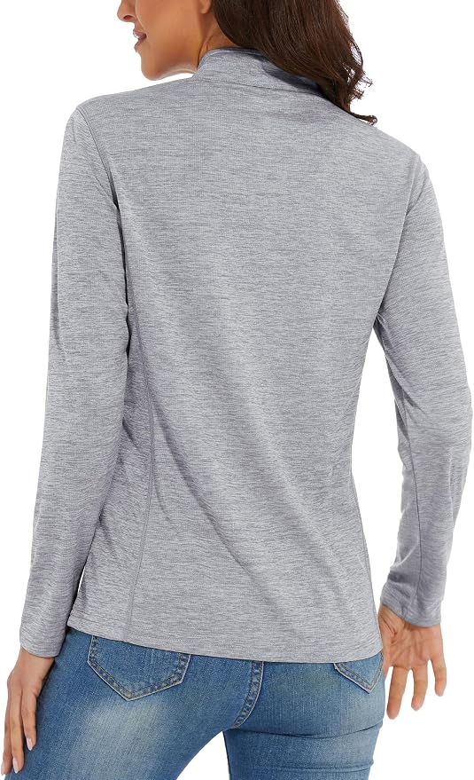 MAGCOMSEN Women's UPF 50+ Sun Shirts Long Sleeve 1/4 Zip Pullover Quick Dry Workout Hiking Tops Running Athletic Shirts