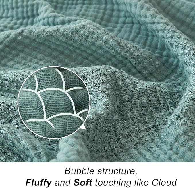 EMME Muslin Blankets for Adults Throw Blanket for Couch Breathable Gauze Soft Lightweight Airy Teal Twin XL 66" x 90"