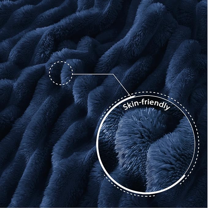 Exclusivo Mezcla Striped Queen Size Fleece Blanket for Bed, Couch, 90"x90" | Soft Breathable Cozy Bed Blankets, Lightweight Plush Fluffy Fuzzy Jacquard Decorative Blankets